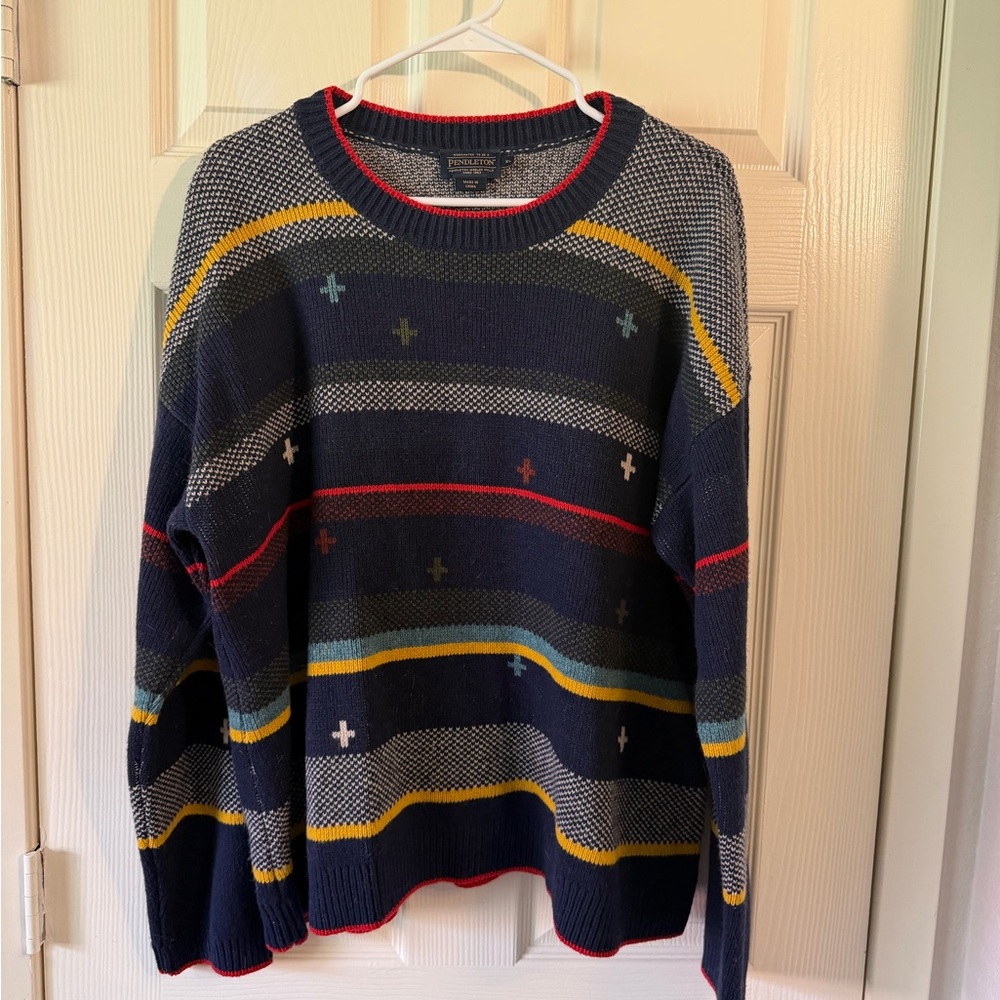 Pendleton Navy Striped Crewneck Sweater